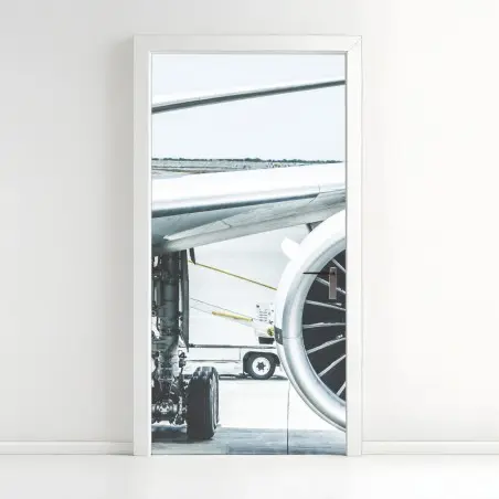 Sticker pour porte détail moteur d'avion au terminal – Wallnifity®