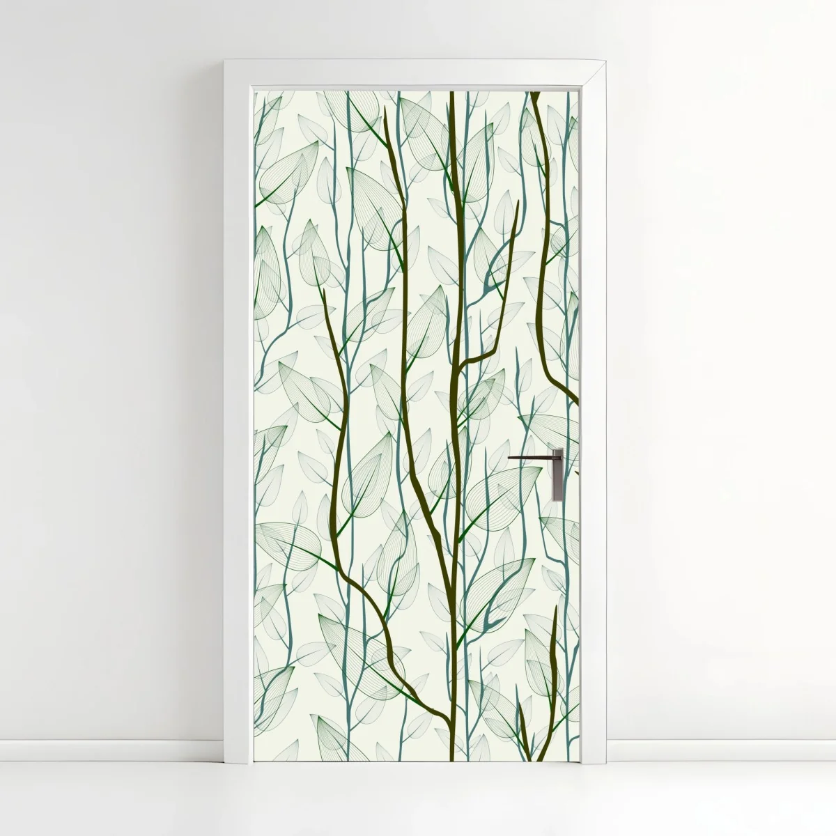 Sticker pour porte motif délicat de branches et feuilles translucides – Wallnifity® Sticker pour porte motif délicat de branches et feuilles translucides – Wallnifity®