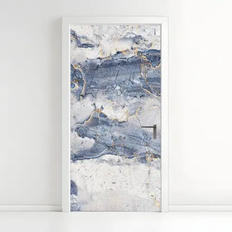 Sticker pour porte marbre bleu veiné d'or – Wallnifity®