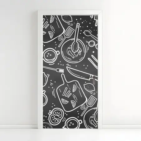 Sticker pour porte motif culinaire sur ardoise – Wallnifity®
