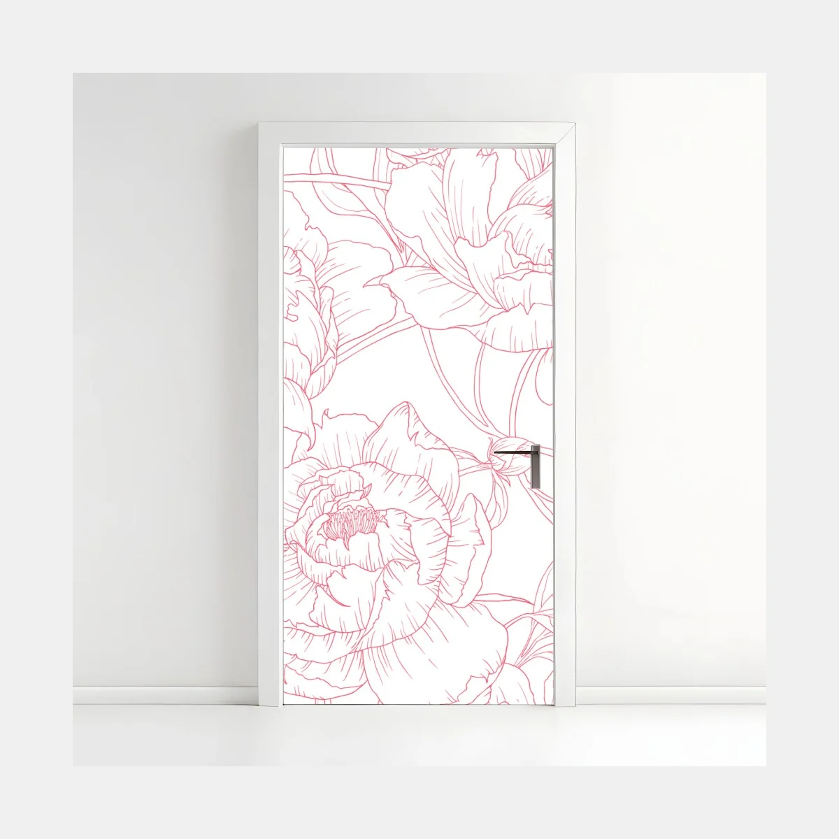 Sticker pour porte pivoines délicates aux contours roses – Wallnifity® Sticker pour porte pivoines délicates aux contours roses – Wallnifity®