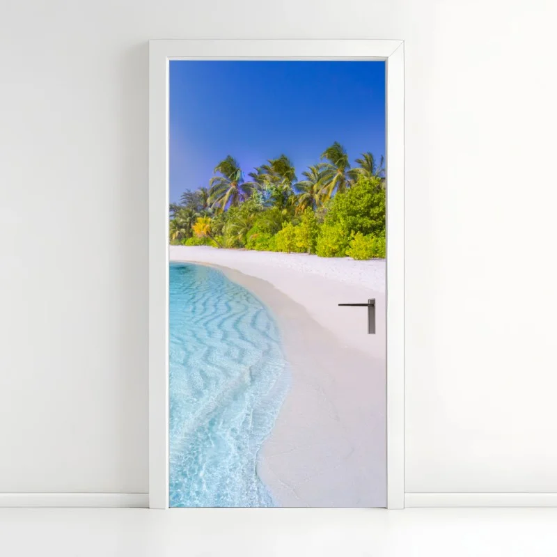 Sticker pour porte rêve tropical sur plage de sable blanc – Wallnifity® Sticker pour porte rêve tropical sur plage de sable blanc – Wallnifity®