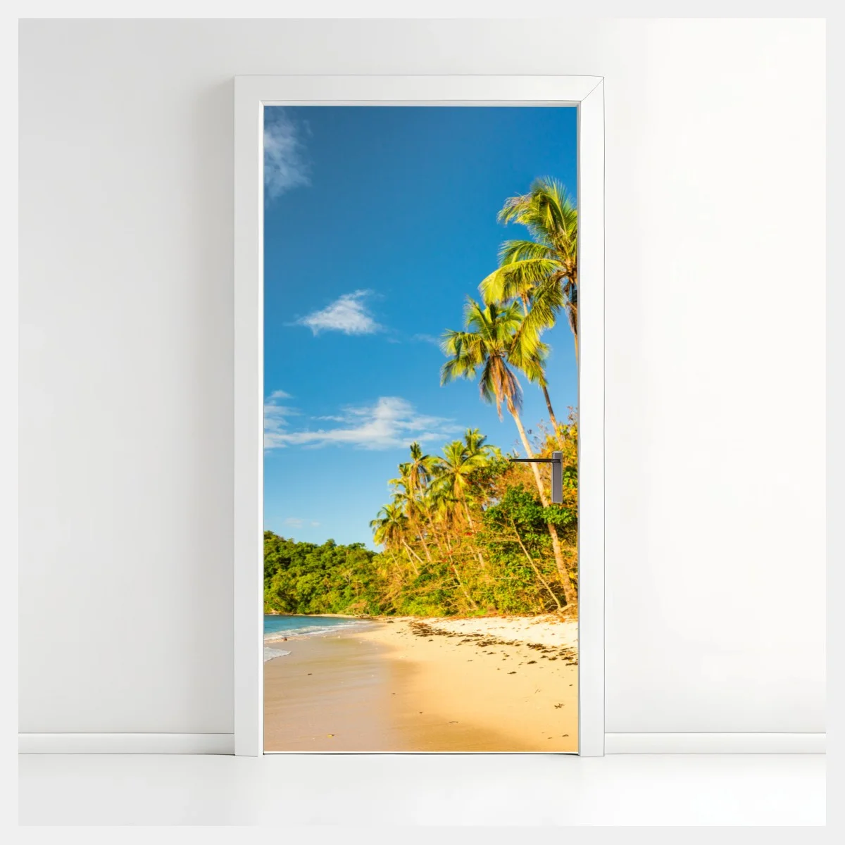 Sticker pour porte paradis tropical au coucher de soleil doré – Wallnifity® Sticker pour porte paradis tropical au coucher de soleil doré – Wallnifity®