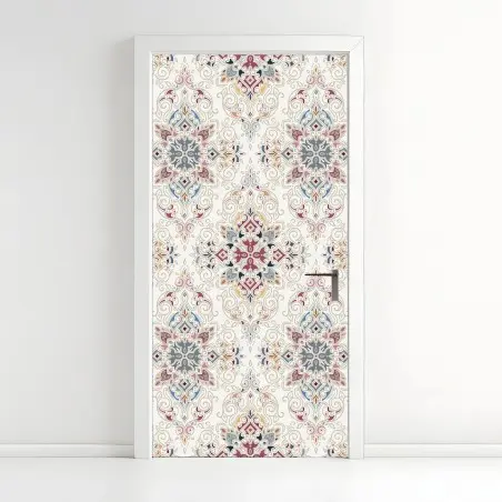 Sticker pour porte motif damassé floral élégant – Wallnifity®