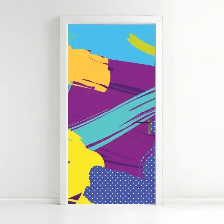 Sticker pour porte motif abstrait coloré et dynamique – Wallnifity®