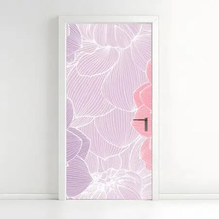 Sticker pour porte motif floral pastel délicat – Wallnifity®