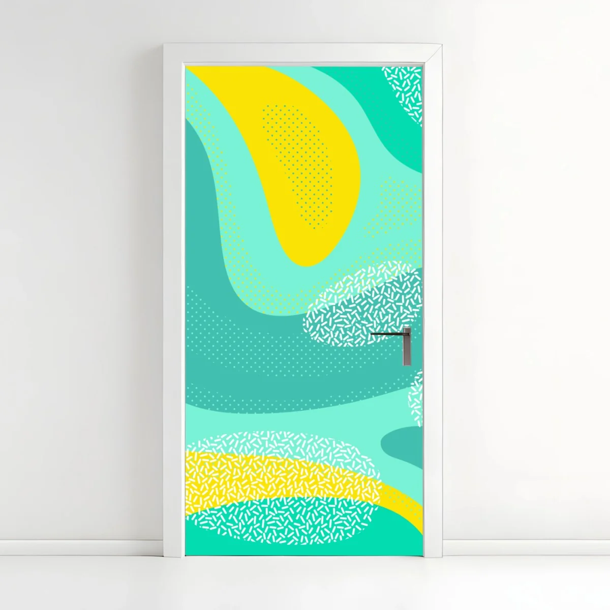 Sticker pour porte vagues abstraites menthe et jaune aux motifs graphiques – Wallnifity® Sticker pour porte vagues abstraites menthe et jaune aux motifs graphiques – Wallnifity®
