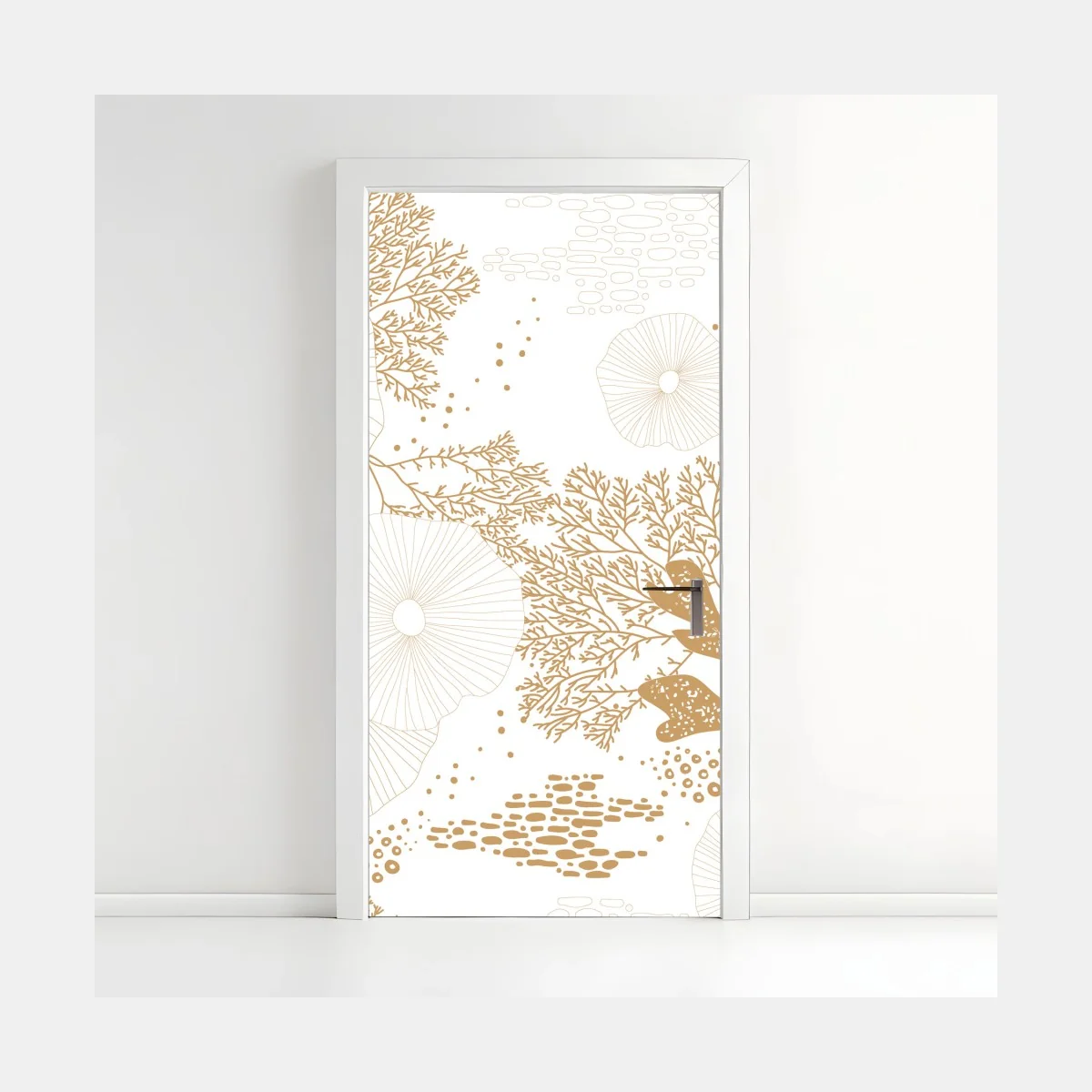 Sticker pour porte motif corail et anémones dorées sur fond blanc – Wallnifity® Sticker pour porte motif corail et anémones dorées sur fond blanc – Wallnifity®
