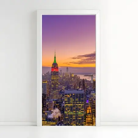Sticker pour porte horizon de New York au crépuscule – Wallnifity®