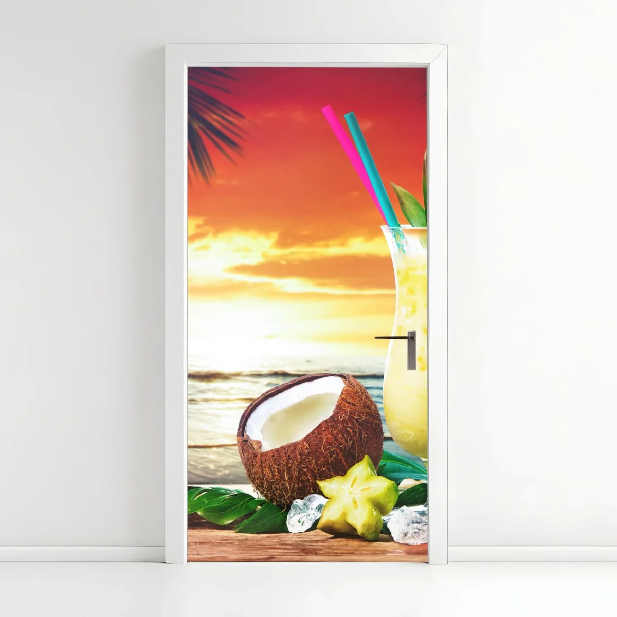 Sticker pour porte cocktail tropical au coucher de soleil – Wallnifity® Sticker pour porte cocktail tropical au coucher de soleil – Wallnifity®