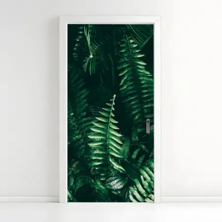Sticker pour porte mur de feuillage tropical sombre – Wallnifity®