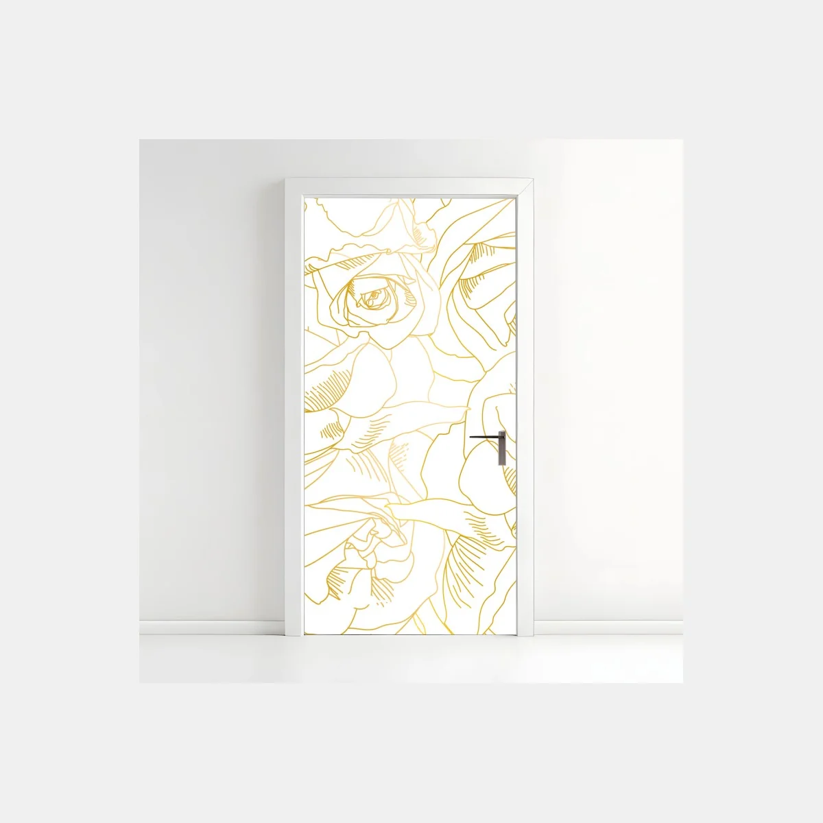 Sticker pour porte roses dorées en motif au trait – Wallnifity® Sticker pour porte roses dorées en motif au trait – Wallnifity®