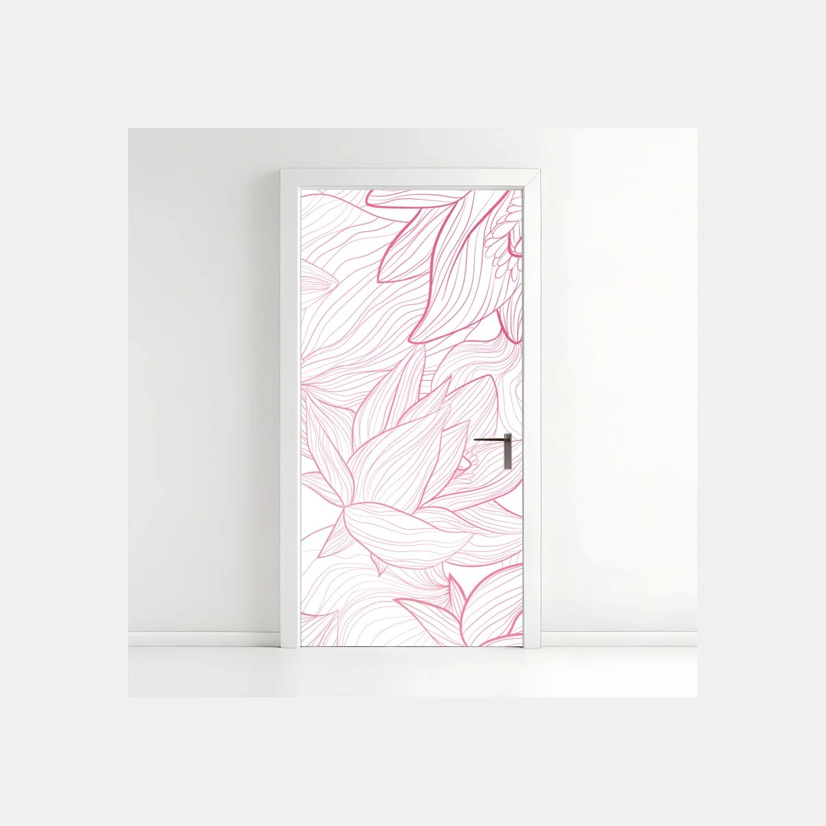 Sticker pour porte motif floral délicat en fines lignes roses – Wallnifity® Sticker pour porte motif floral délicat en fines lignes roses – Wallnifity®