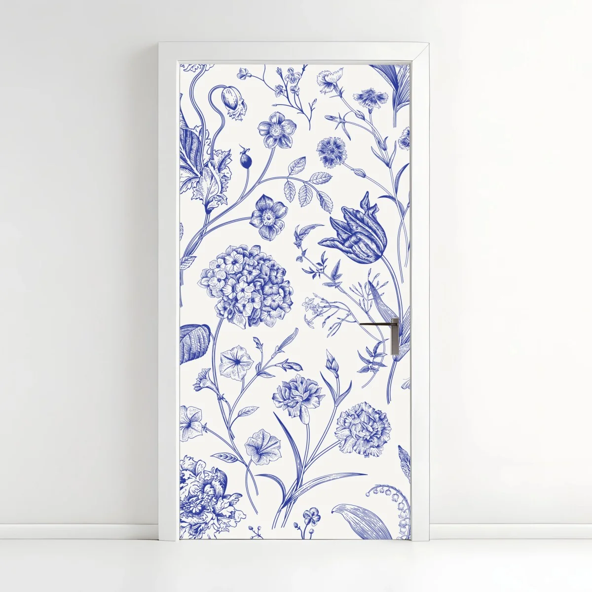 Sticker pour porte motif floral toile de jouy bleu classique – Wallnifity® Sticker pour porte motif floral toile de jouy bleu classique – Wallnifity®