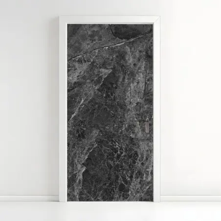 Sticker pour porte marbre sombre à veines détaillées – Wallnifity®
