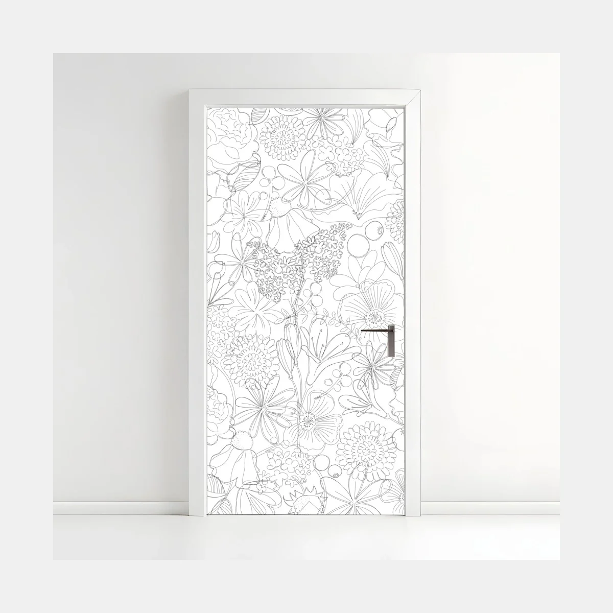 Sticker pour porte motif floral délicat en dessin linéaire – Wallnifity® Sticker pour porte motif floral délicat en dessin linéaire – Wallnifity®