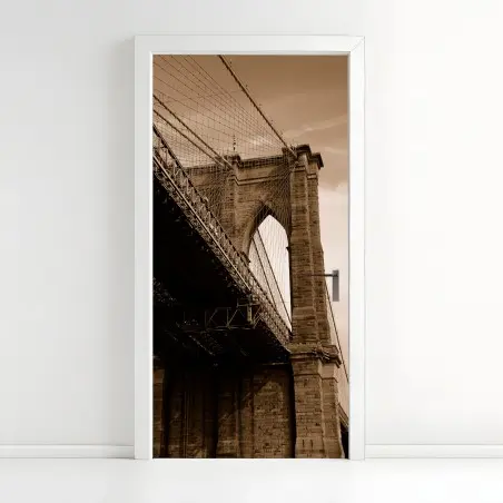 Sticker pour porte perspective architecturale du pont de Brooklyn – Wallnifity®