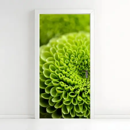 Sticker pour porte spirale florale verte en gros plan – Wallnifity®