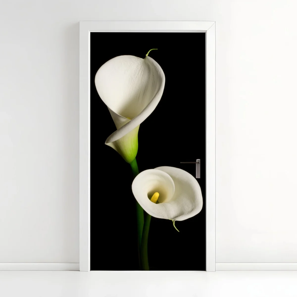 Sticker pour porte arums blancs élégants sur fond noir – Wallnifity® Sticker pour porte arums blancs élégants sur fond noir – Wallnifity®