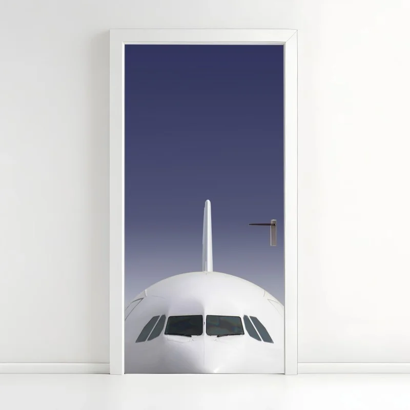 Sticker pour porte nez d'avion minimaliste sur ciel dégradé – Wallnifity®