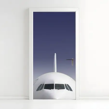 Sticker pour porte nez d'avion minimaliste sur ciel dégradé – Wallnifity®