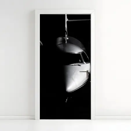Sticker pour porte portrait minimaliste du nez d'avion en noir et blanc – Wallnifity®