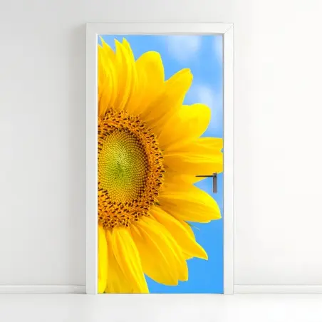 Sticker pour porte éclat de tournesol sur ciel bleu – Wallnifity®