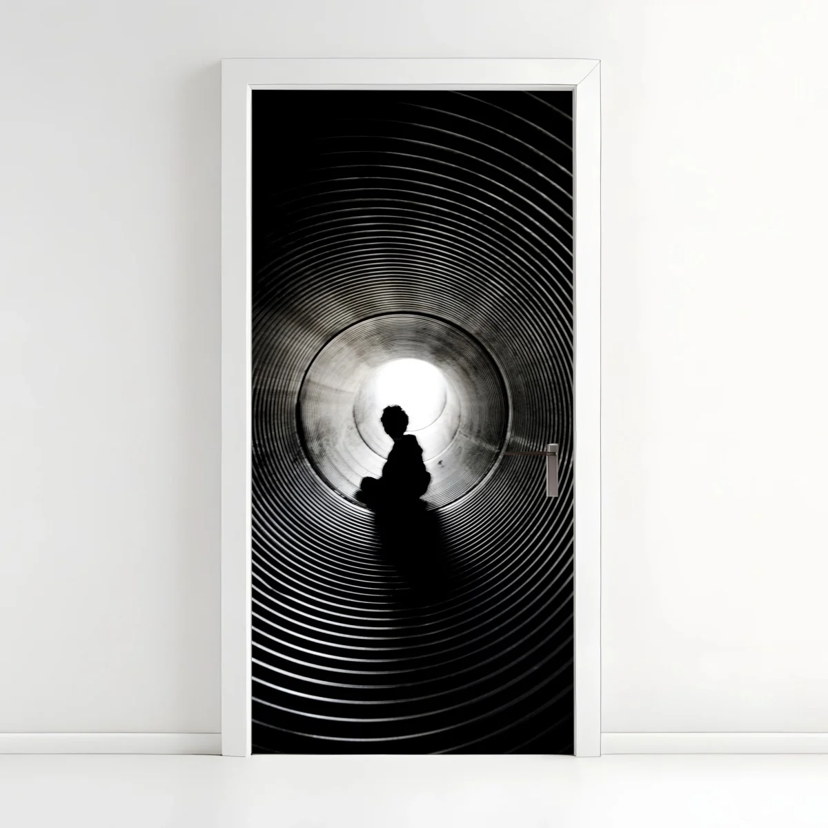 Sticker pour porte silhouette dans un tunnel concentrique – Wallnifity® Sticker pour porte silhouette dans un tunnel concentrique – Wallnifity®
