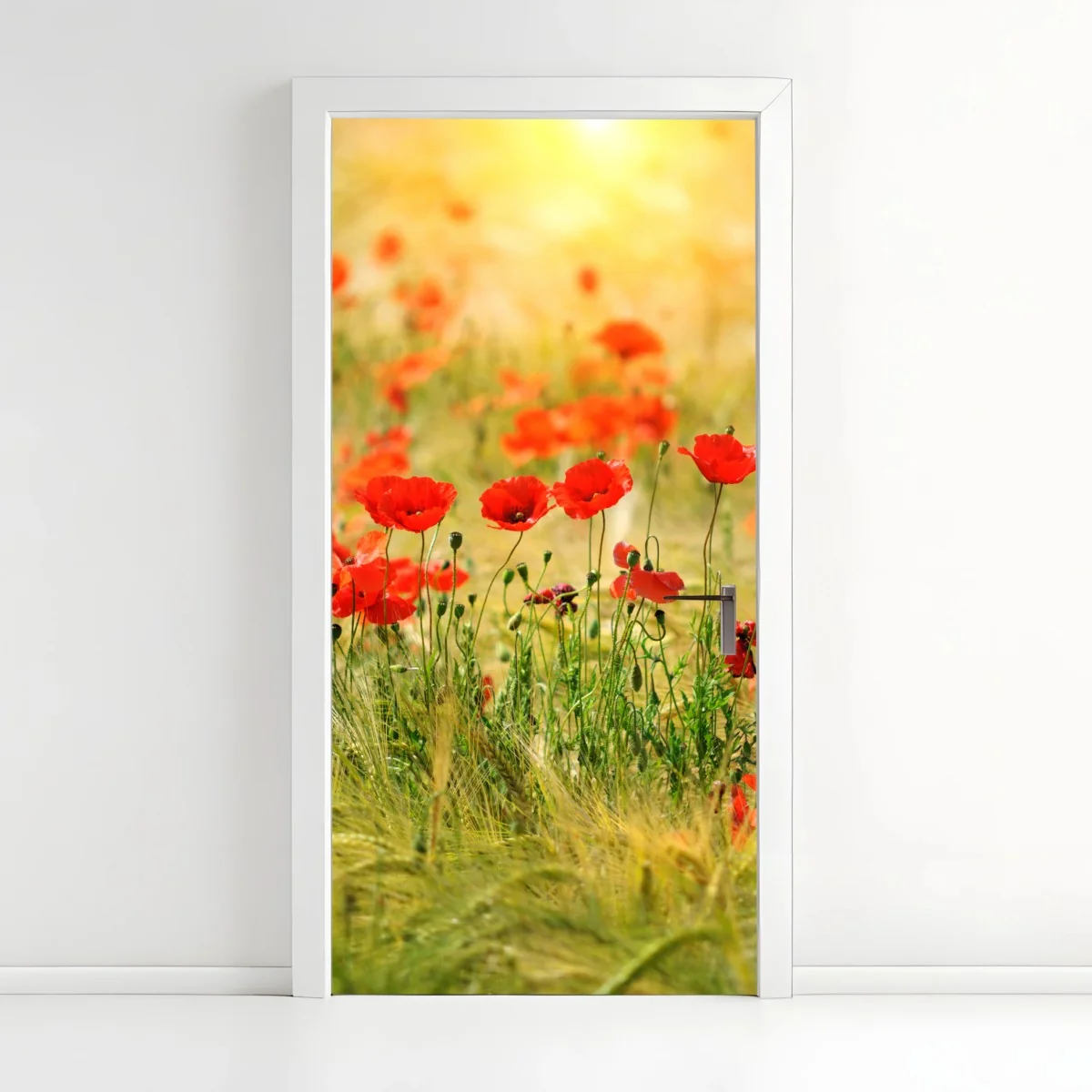 Sticker pour porte champ de coquelicots au soleil doré – Wallnifity® Sticker pour porte champ de coquelicots au soleil doré – Wallnifity®