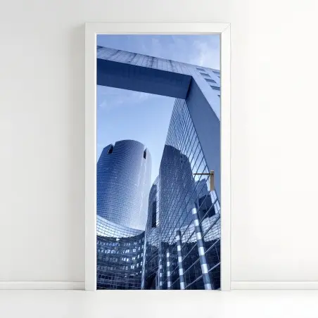 Sticker pour porte perspective architecturale sur gratte-ciel modernes – Wallnifity®