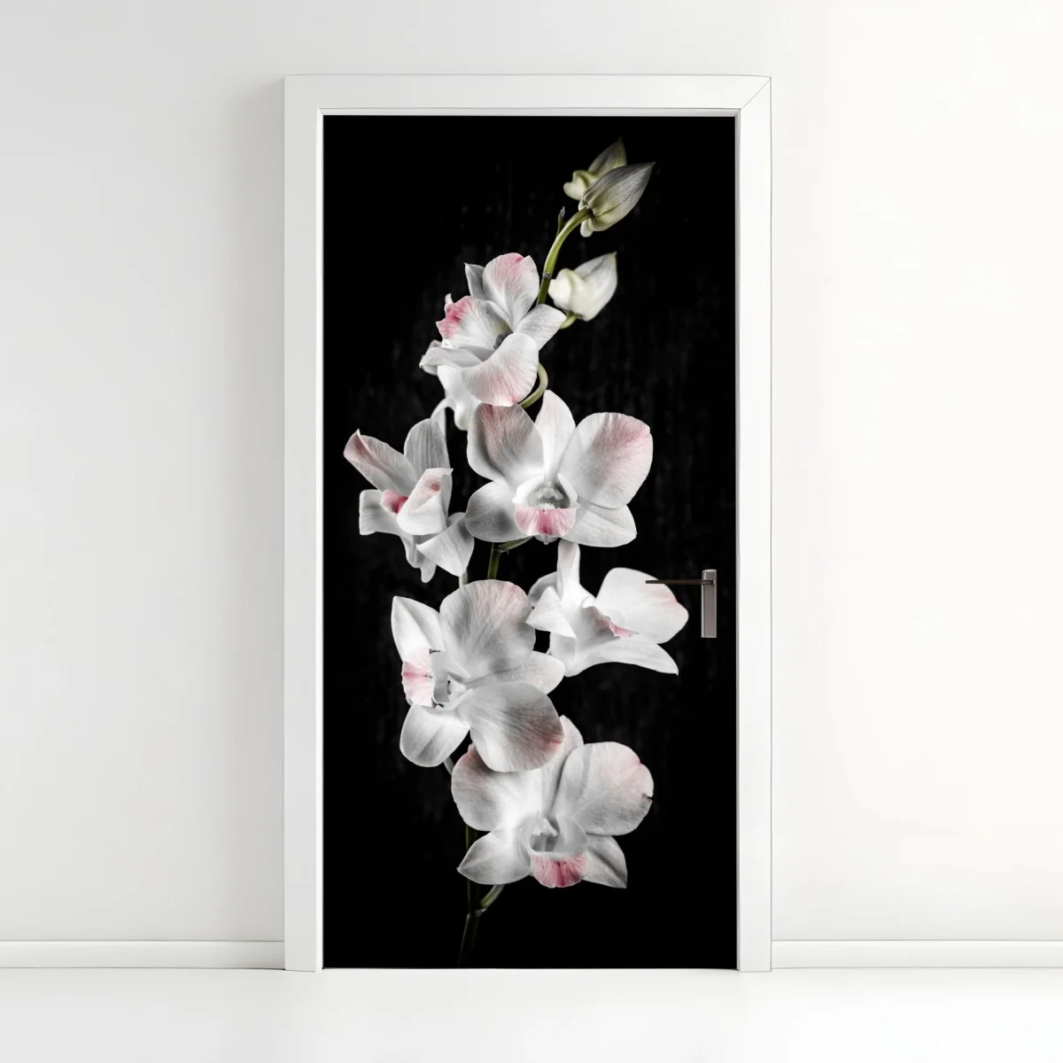 Sticker pour porte orchidée blanche et rose sur fond noir – Wallnifity® Sticker pour porte orchidée blanche et rose sur fond noir – Wallnifity®