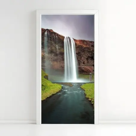 Sticker pour porte cascade majestueuse et rivière paisible – Wallnifity®