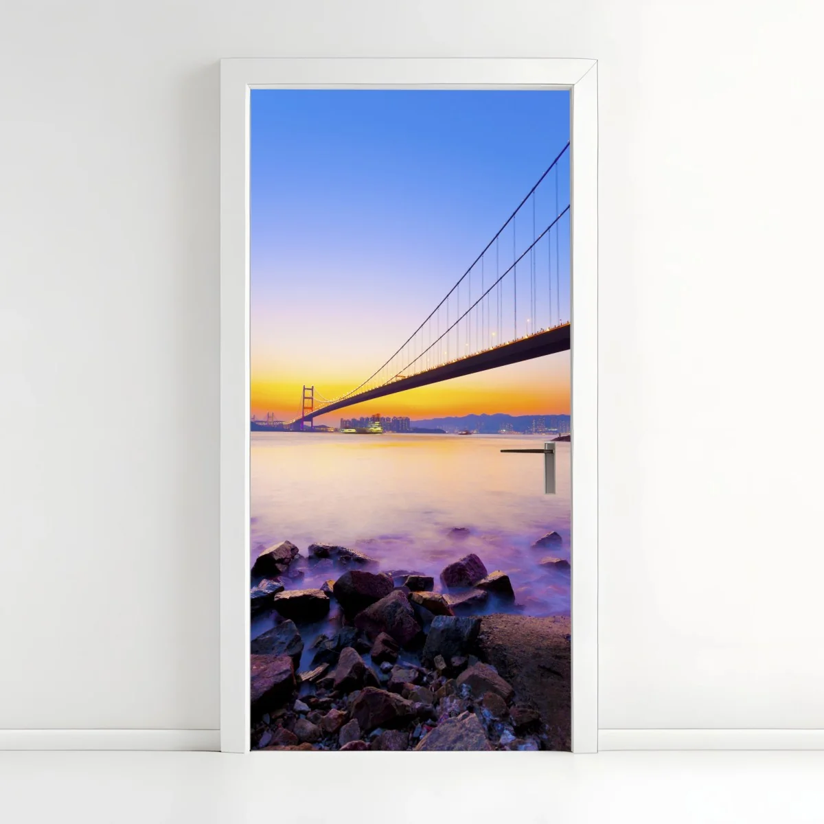 Sticker pour porte pont suspendu au coucher de soleil – Wallnifity® Sticker pour porte pont suspendu au coucher de soleil – Wallnifity®