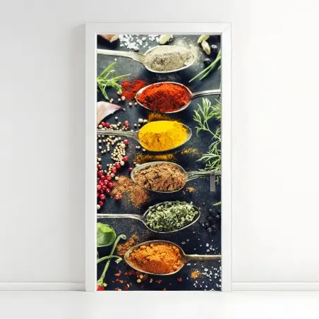 Sticker pour porte palette colorée d'épices et d'herbes aromatiques – Wallnifity®