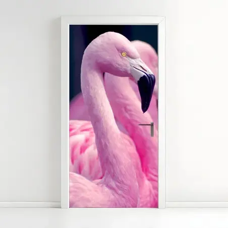 Sticker pour porte élégance du flamant rose – Wallnifity®