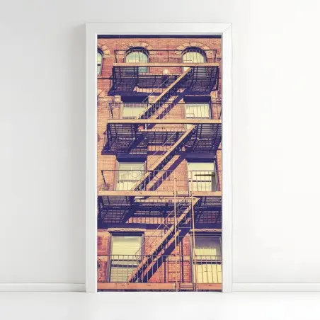 Sticker pour porte escalier de secours rétro à New York – Wallnifity®