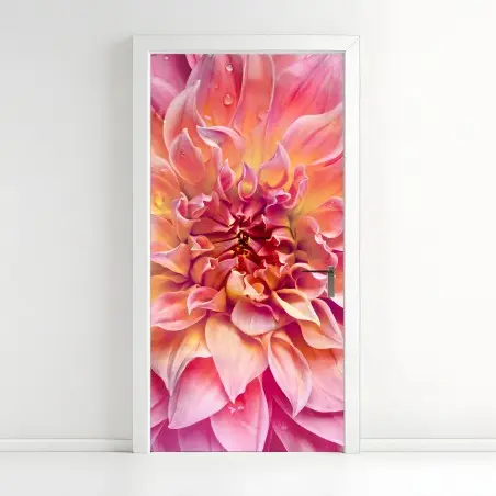 Sticker pour porte éclat floral rose et pêche – Wallnifity®