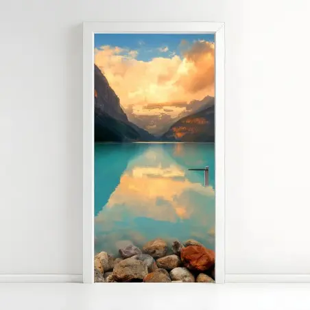 Sticker pour porte lever de soleil sur Lake Louise, parc national de Banff – Wallnifity®