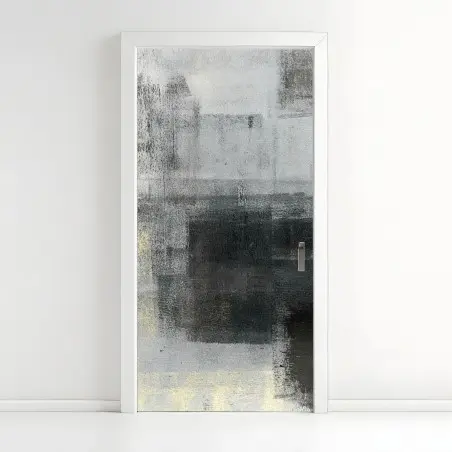 Sticker pour porte abstraction urbaine en nuances de gris – Wallnifity®