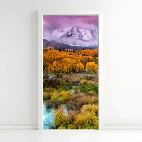 Sticker pour porte lever de soleil rose sur East Beckwith Mountain, Kebler Pass – Wallnifity®