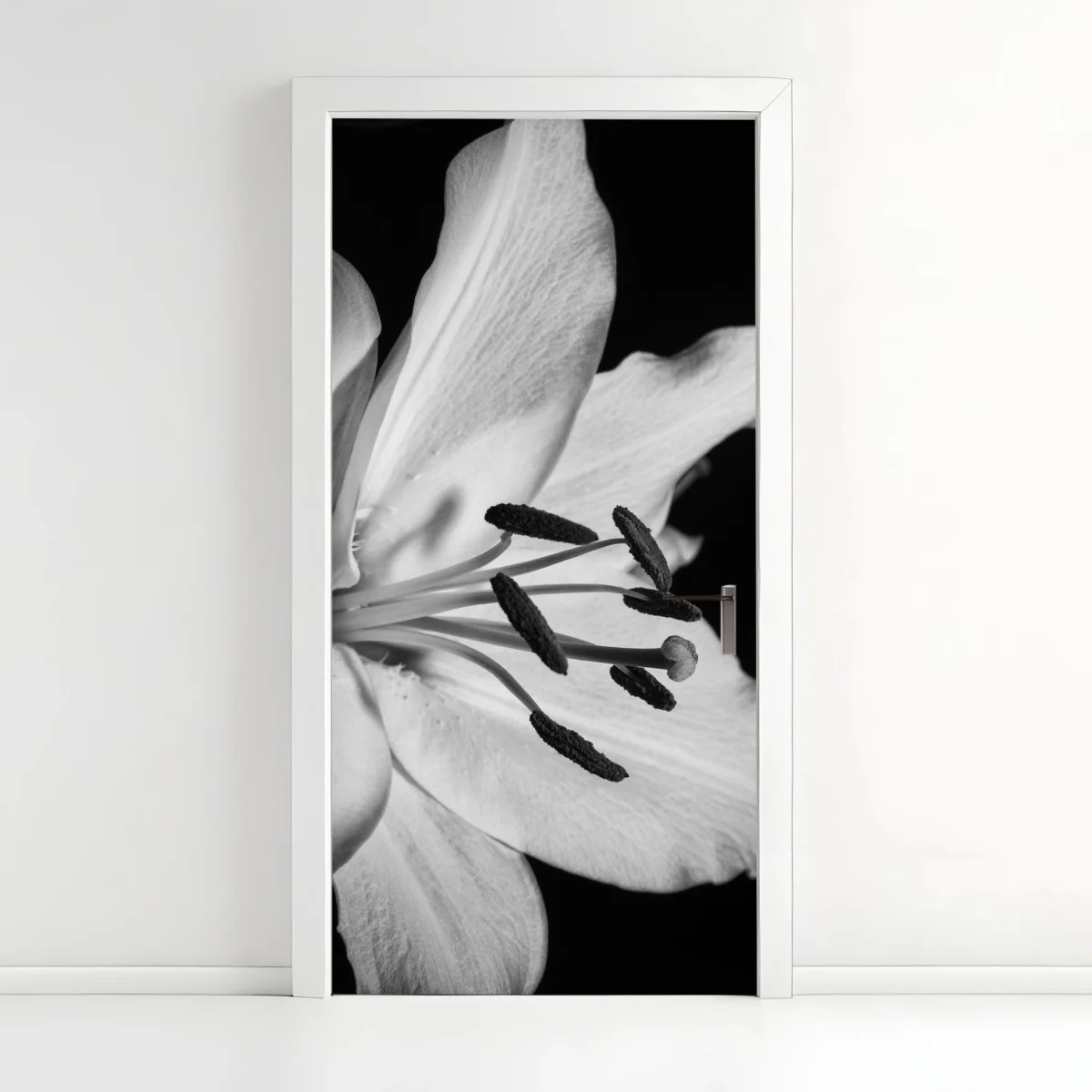 Sticker pour porte élégance florale en noir et blanc – Wallnifity® Sticker pour porte élégance florale en noir et blanc – Wallnifity®