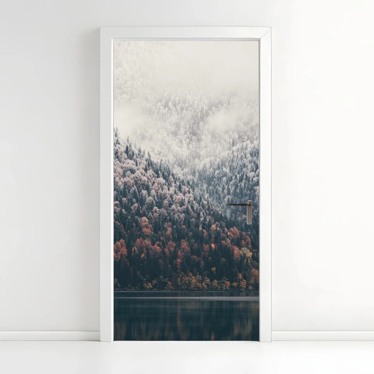 Sticker pour porte brume automnale sur le lac – Wallnifity® Sticker pour porte brume automnale sur le lac – Wallnifity®