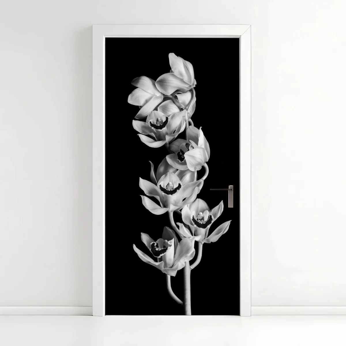 Sticker pour porte orchidée monochrome élégance botanique – Wallnifity® Sticker pour porte orchidée monochrome élégance botanique – Wallnifity®