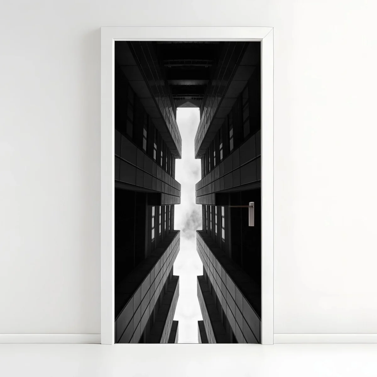 Sticker pour porte perspective urbaine verticale entre tours – Wallnifity® Sticker pour porte perspective urbaine verticale entre tours – Wallnifity®
