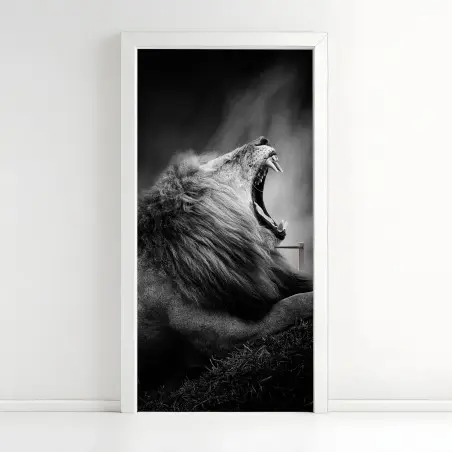 Sticker pour porte roi de la savane en noir et blanc – Wallnifity®