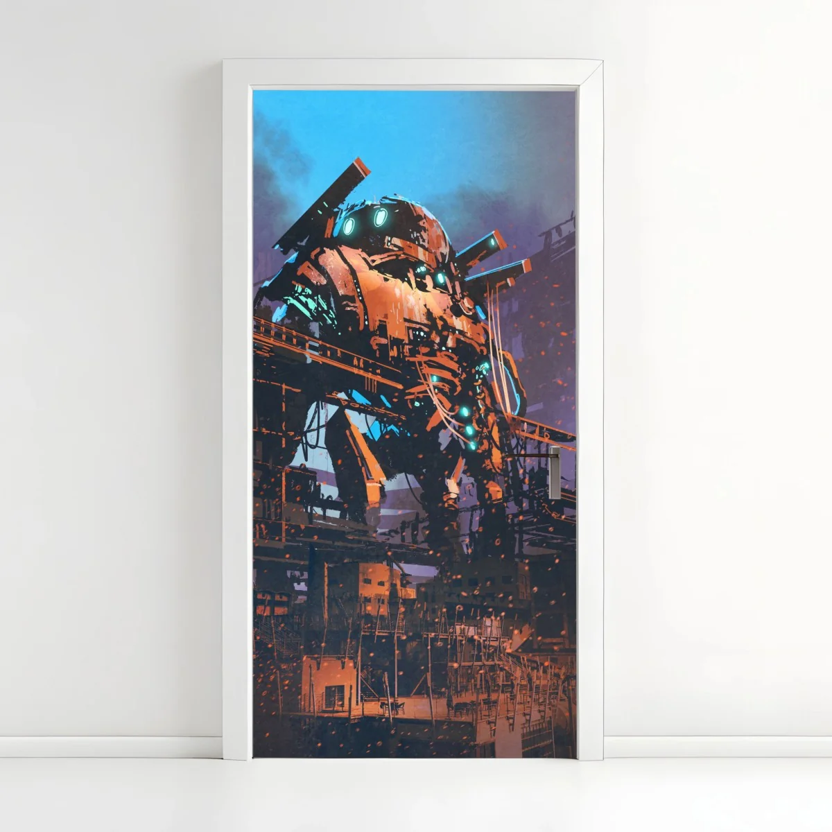 Sticker pour porte robot géant en restauration dans une usine abandonnée – Wallnifity® Sticker pour porte robot géant en restauration dans une usine abandonnée – Wallnifity®