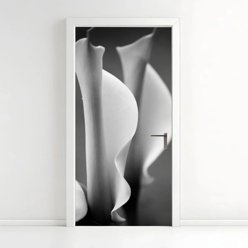 Sticker pour porte élégance en courbes arums en noir et blanc – Wallnifity® Sticker pour porte élégance en courbes arums en noir et blanc – Wallnifity®