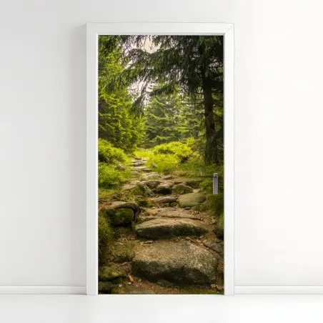 Sticker pour porte chemin forestier verdoyant – Wallnifity®