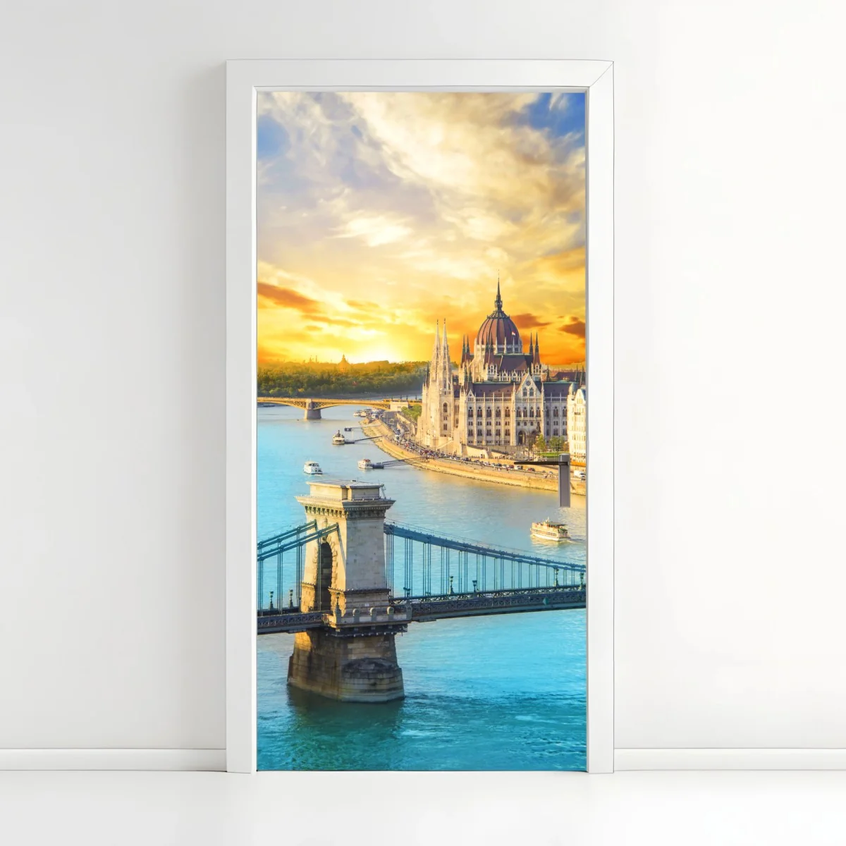 Sticker pour porte coucher de soleil sur le parlement de Budapest – Wallnifity® Sticker pour porte coucher de soleil sur le parlement de Budapest – Wallnifity®