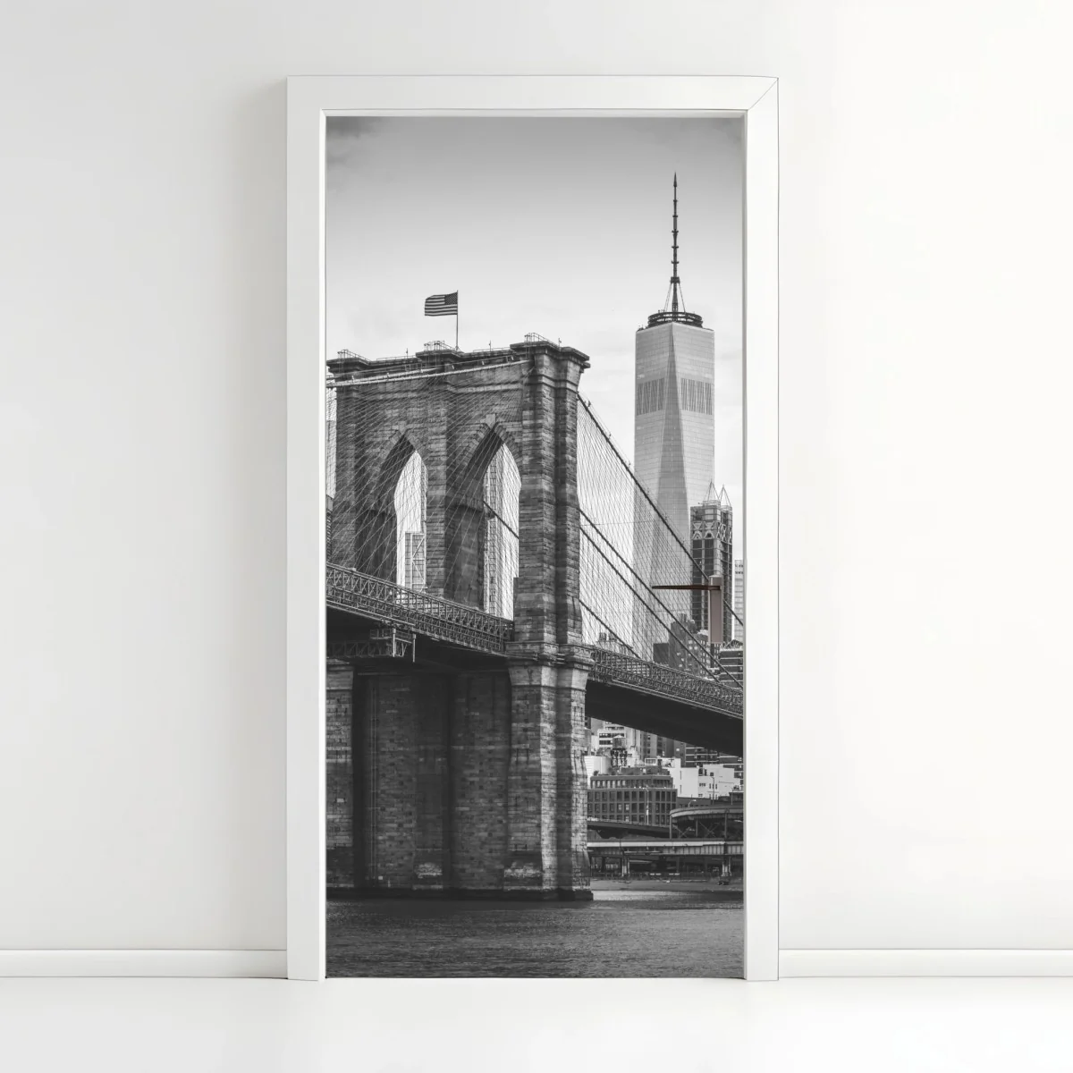 Sticker pour porte pont de Brooklyn et skyline de New York en noir et blanc – Wallnifity® Sticker pour porte pont de Brooklyn et skyline de New York en noir et blanc – Wallnifity®